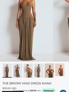 NWT Strapless Corset Evening Gown in Olive